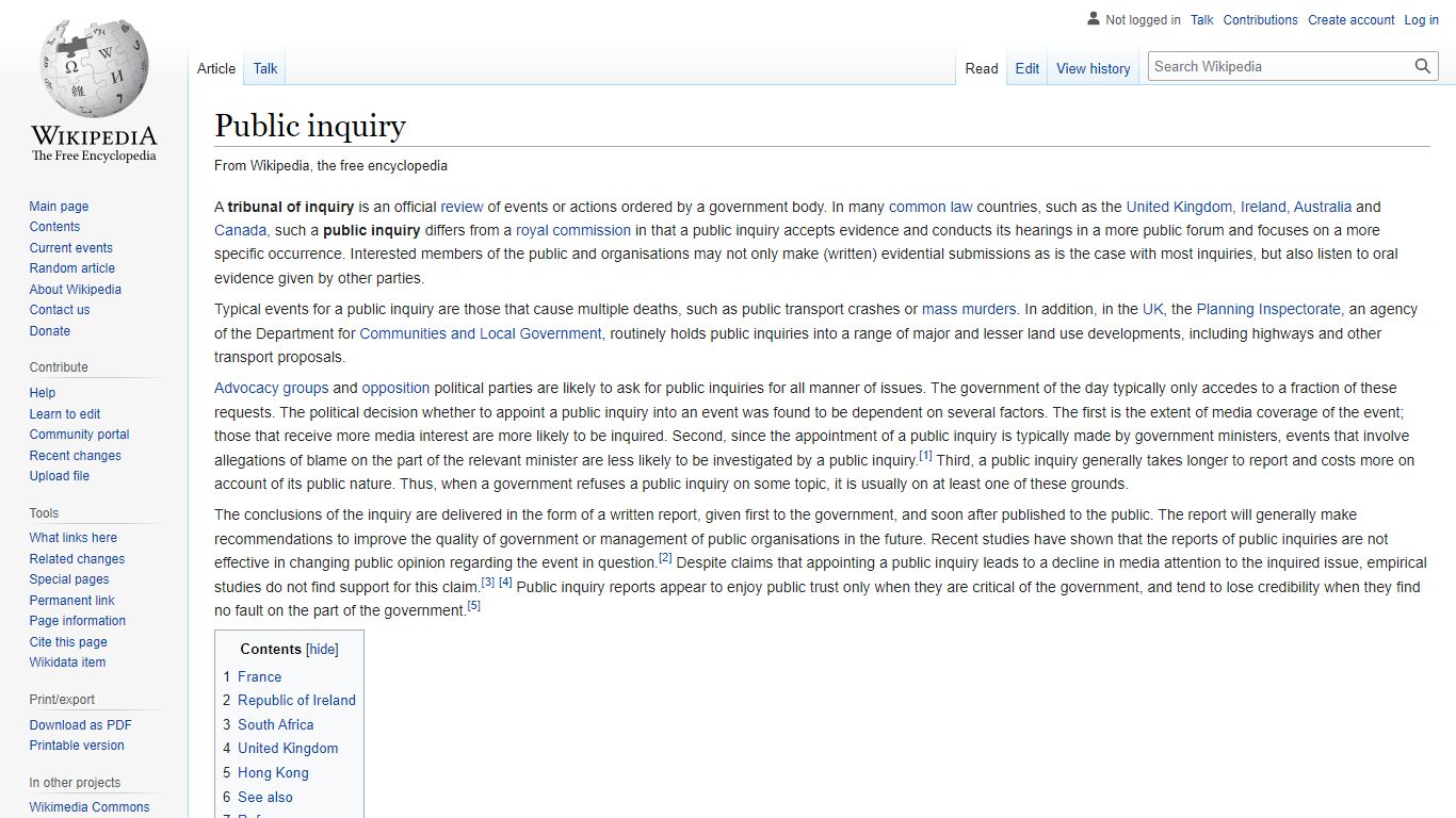 Public inquiry - Wikipedia